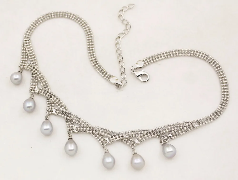 

Gray Teardrop Pearl 7mmX9mm Pendant Necklace Jewelry 18"