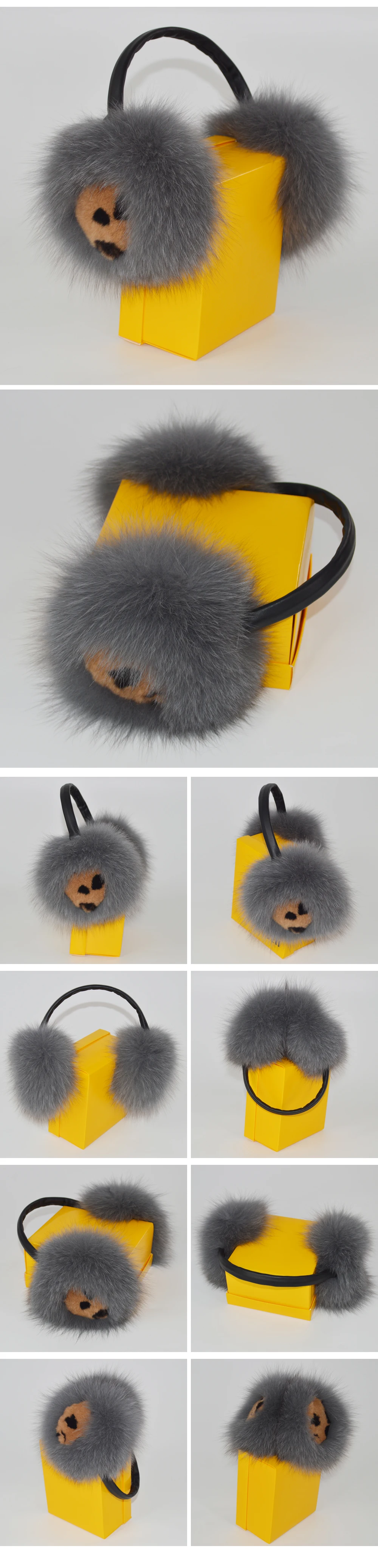 Adjustable Genuine Real Fox Fur Earmuff Women Winter Warm Big Fox Fur Plush Ear Muffs Girls Lovely Real Fox Fur Earmuffs