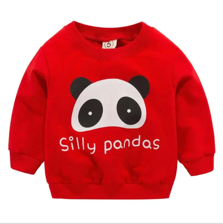 Panda--red 1 шт.; одежда для малышей; свитера для мальчиков и девочек; мягкий хлопковый топ для малышей; свитер с рисунком; детский пуловер; сезон весна-осень; детская верхняя одежда - Цвет: Panda--red