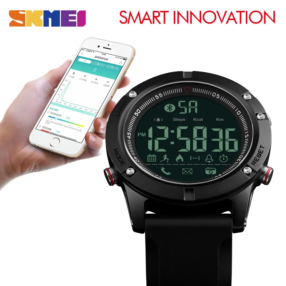 SKMEI 1425 мужские наручные часы с Bluetooth умные цифровые спортивные подсчет калорий
