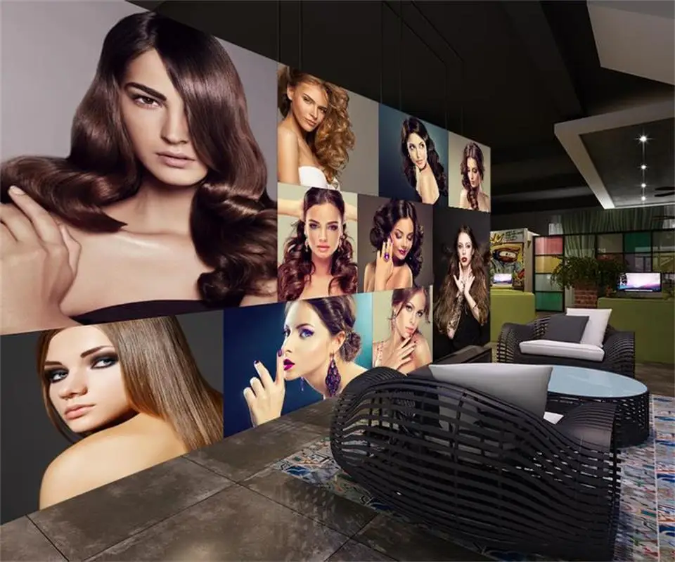 3d фотообои на заказ модная роспись красота салон красоты Парикмахерская фон для