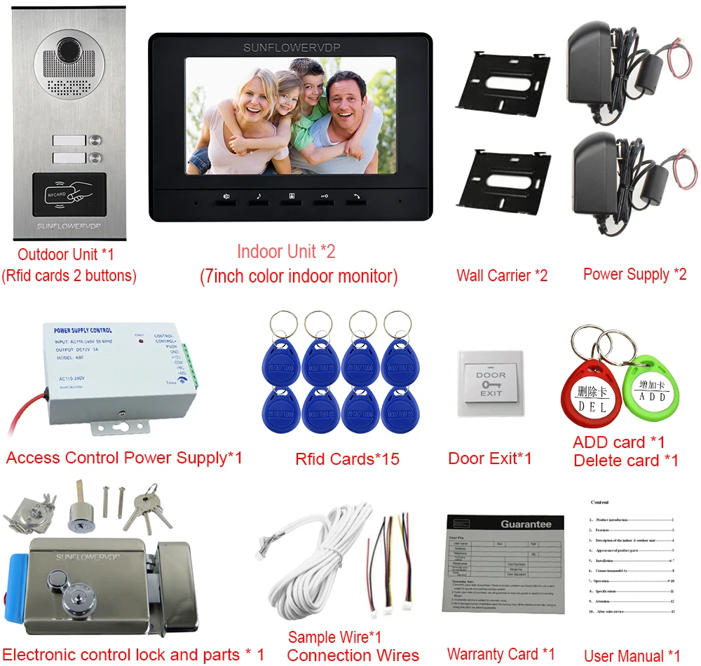 7 дюймов цветной монитор черный/белый видеодомофон система Rfid видео дверной