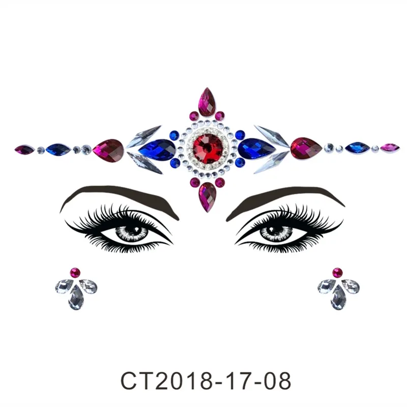 Летний стиль Flash Eye Gemstone временные тату-наклейки женские праздничные украшения Стразы ручной работы украшение для лица набор для макияжа