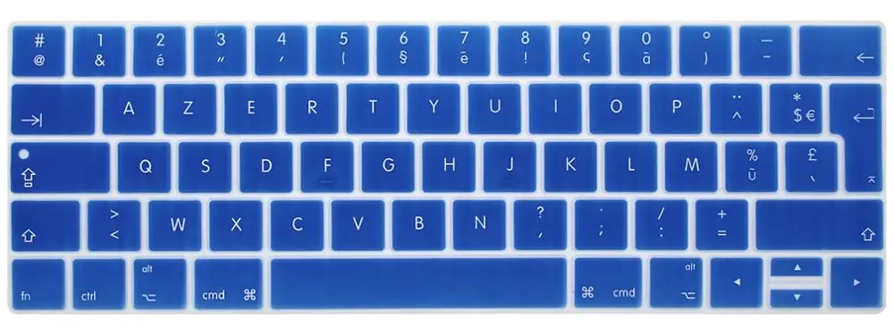 Navy blue French layout EU Keyboard Cover For macbook touchbar 13"15"A1990 A1989 A1707 A1706 AZERT Laptop Keyboard Protective Film - Цвет: Navy blue