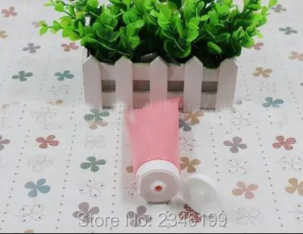 Пластиковый тюбик для крема розовый с белым шлангом откидной крышкой 110 г мл 30