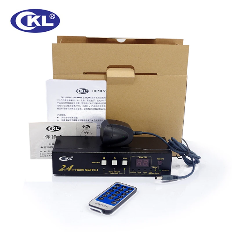 10 шт./лот CKL 224H высокое качество 2 в 4 Выход HDMI переключатель разделитель поддержка