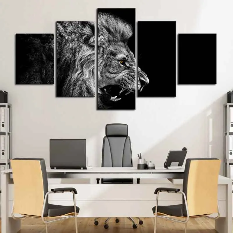 5 шт./компл. ревущий Тигр холст печать художественная живопись абстрактные белые