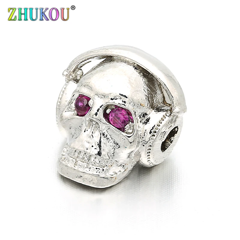 12*14 мм латунь кубический цирконий череп бусины Регулировка громкости ручки