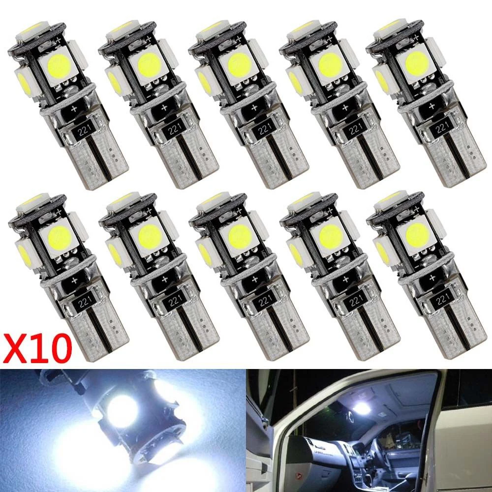 10 шт. светодиодные лампы для багажника T10 5 SMD 5050|Сигнальная лампа| |