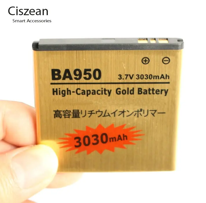 Ciszean 10 шт./лот 3030 мАч BA950 Золотой Сменный аккумулятор для ZR M36h SOL22 C5502 C5503 SO-04E AB-0300 +