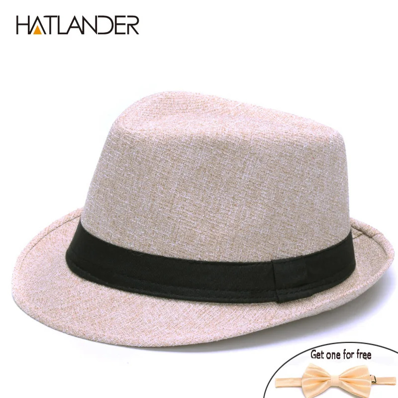 khaki HATLANDER модные льняные fedora головные уборы для мужчин и женщин джазовая кепка Повседневная Солнцезащитная шляпа весна лето осень дорожная шляпа котелок - Цвет: khaki