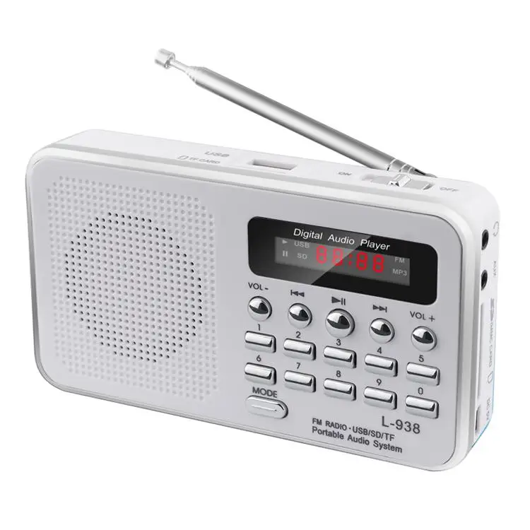 Silver L-938 цифровой fm-радио портативный FM dab радио Radyo медиа динамик MP3 музыкальный плеер Поддержка TF карта USB накопитель с светодиодный дисплей - Цвет: Silver