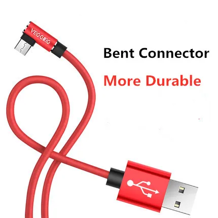 Veggieg нейлоновый USB до 90 градусов Micro-USB кабель для зарядки и синхронизации