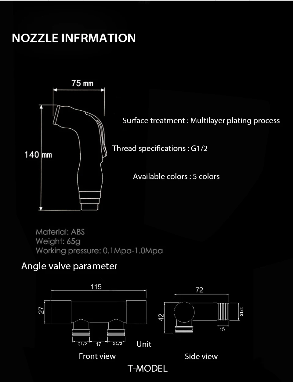 Handheld Toilet bidet sprayer set Kit Hand Bidet faucet for Bathroom hand sprayer shower head self cleaning