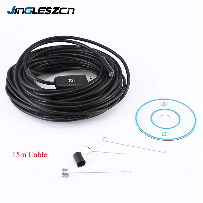 JINGLESZCN 9 мм USB эндоскоп мини камера водонепроницаемый IP67 2 м 5 7 10 15 20 25 Длина HD осмотр