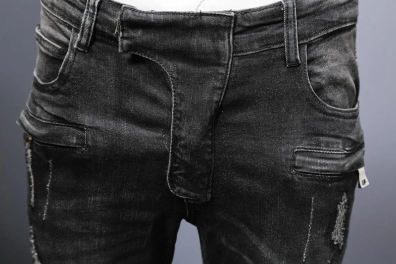 Винтажные, с дырами джинсы Для мужчин Классические Плиссированные Slim Fit джинсовые брюки для байкеров Street Стиль хип-хоп Жан женский джинсовый комбинезон мужской