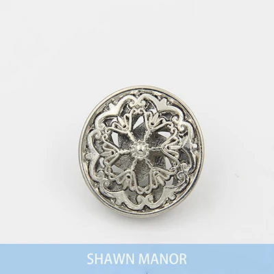silver white 100 шт полые резные металлические пуговицы 18 мм винтажные кнопки для DIY пошив пальто куртка 4 цвета - Цвет: silver white