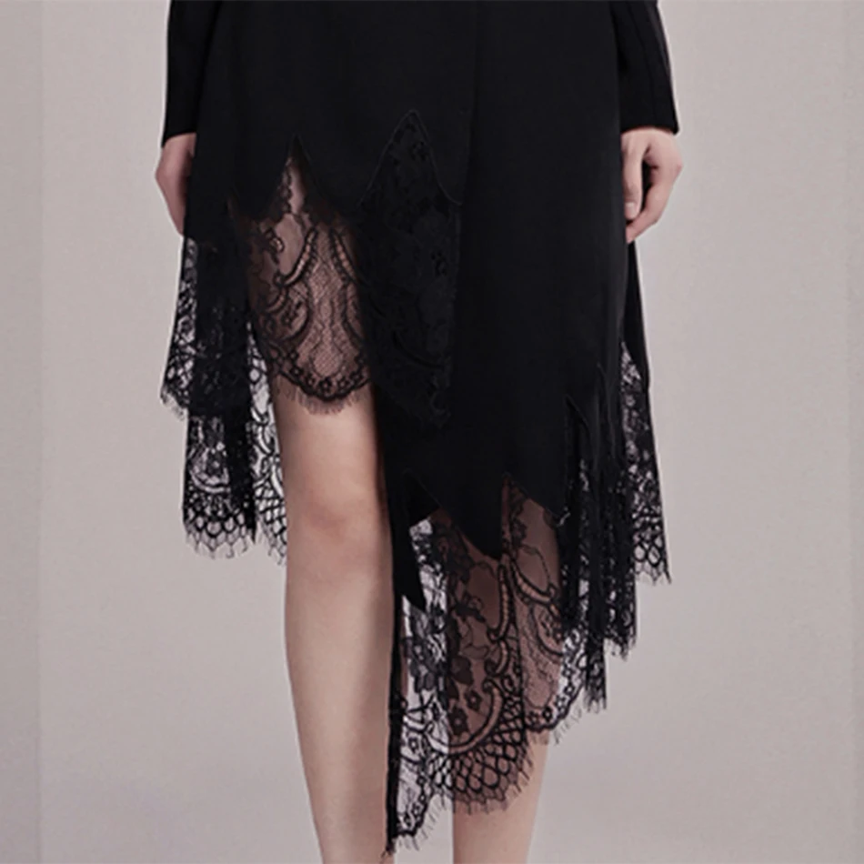 Новинка весны 2019 сексуальная черная Женская ветровка с длинными рукавами