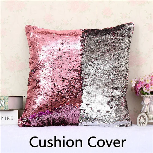pink silvery DIY Русалка подушка со стразами чехол волшебный Хамелеон Подушка Чехол 40X40 см изменение цвета Двусторонняя Подушка Чехол для домашнего декора - Цвет: pink silvery