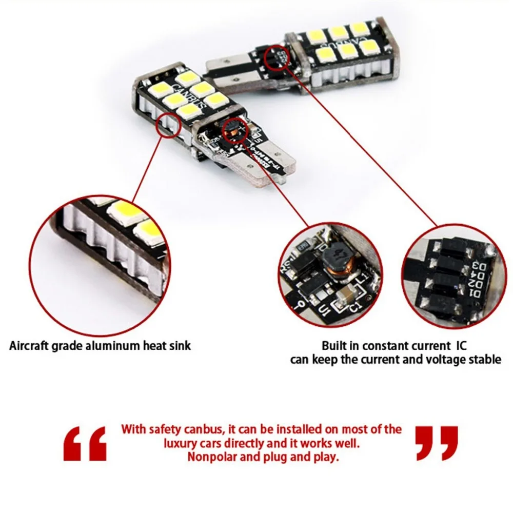 Светодиодные лампы CANBUS высокой мощности 921 912 906 T15 800 лм 6000K белый 2835 15-SMD