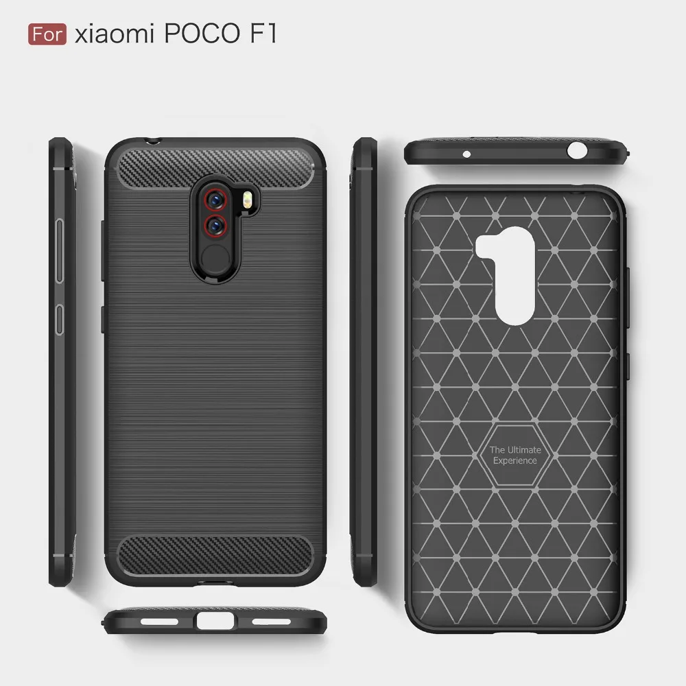Carbon Fiber Case For Xiaomi Pocophone F1 Poco Little Silicon Cover Phone On for PocoF1 PocophoneF1 Soft TPU |