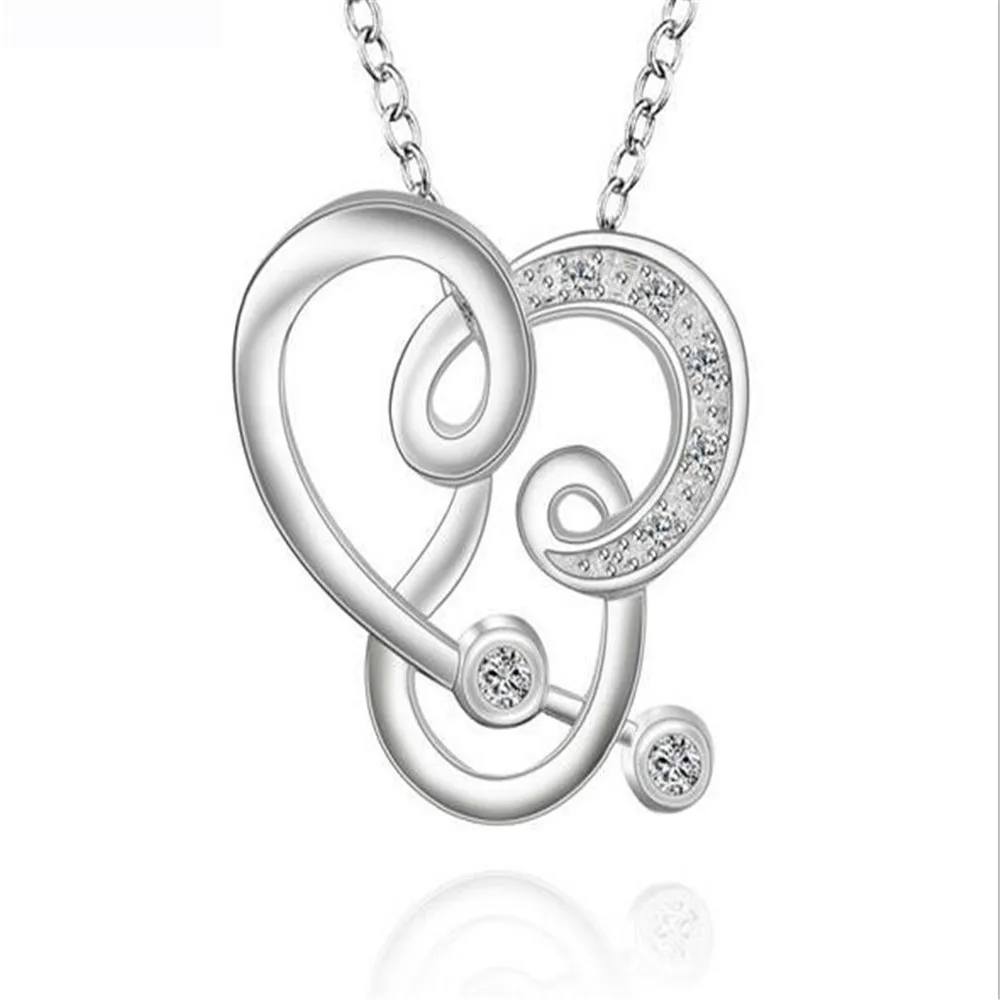 Женское Ожерелье с кулоном из серебра 925 пробы с фианитами Женское Ожерелье с кулоном из серебра 925 пробы с фианитами