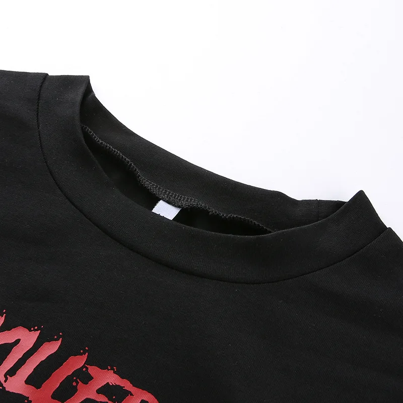 Женская футболка с коротким рукавом и круглым вырезом повседневная черная в