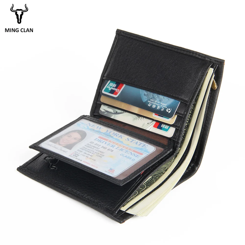 Mingclan Men Short Mini Wallet Casual Genuine Leather Male Wallet Purse Standard Card Holders Wallets For Men Small Photo Pocket