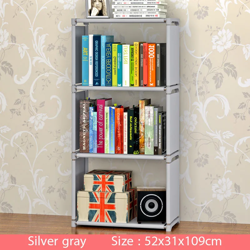 Multi-layer Simple Bookshelf Non-woven fabric organizer storage cabinet Assembly wall shelf bookcase home living room Furniture