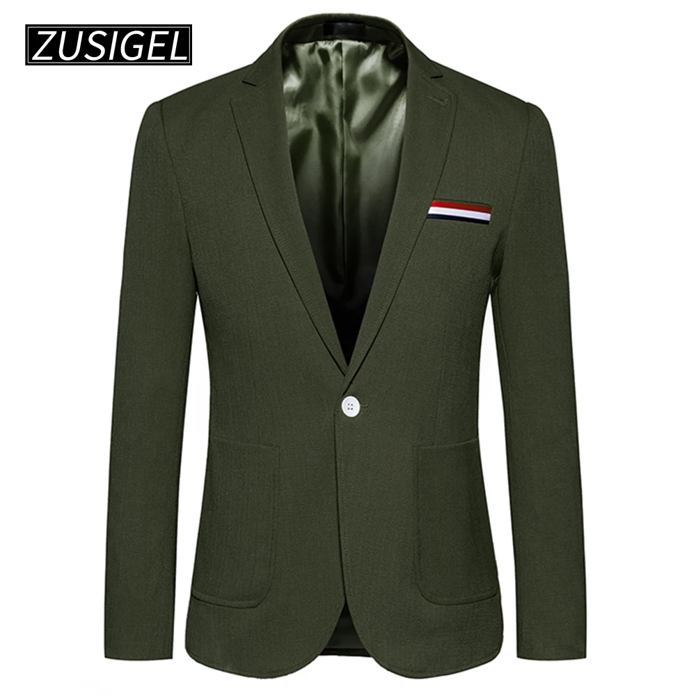 ZUSIGEL мужской костюм однотонный зазубренный воротник на одной пуговице смокинг