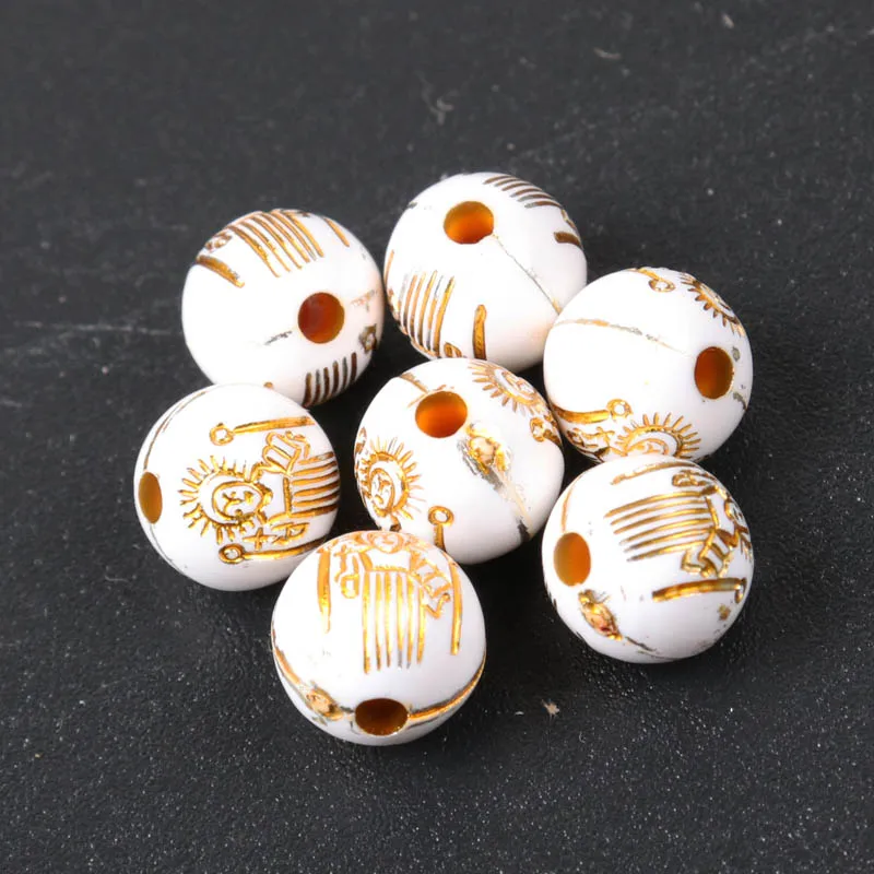 

2018 New Cream Vintage Gold Cross Stripe Round Acrylic Spacer Beads For Bracelet Necklace Jewelry Making DIY 8mm 200pcs/lot