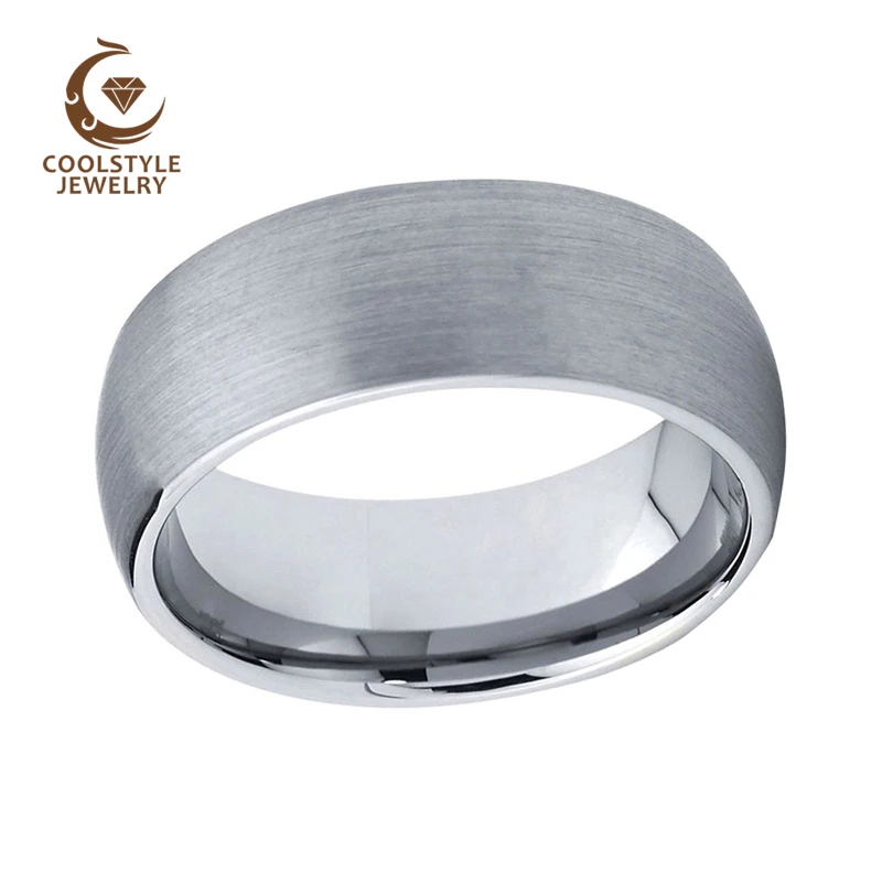 Вольфрамовое обручальное кольцо для мужчин и женщин с куполом сатиновым
