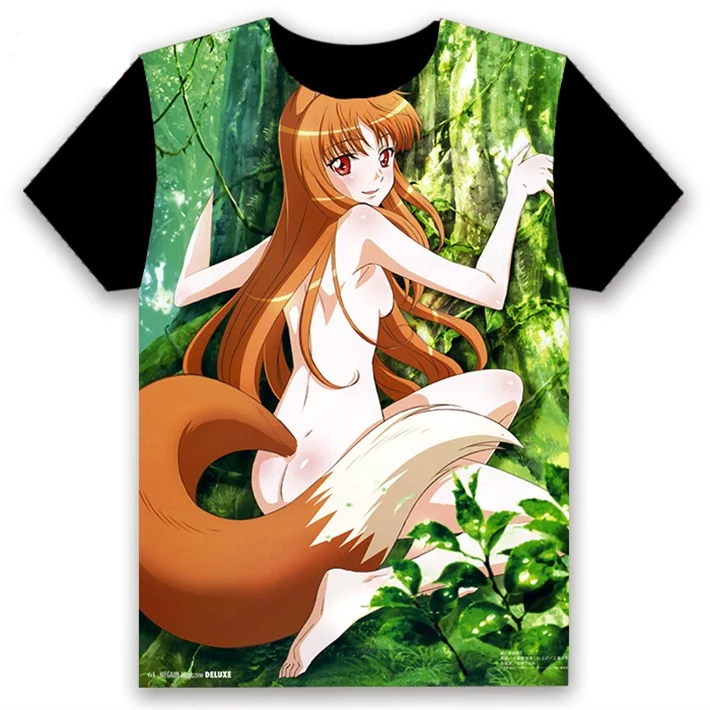 6 Аниме футболка Spice and Wolf Holo Косплей короткий рукав Женская Мужская черная футболка Повседневная летняя футболка Otaku - Цвет: 6