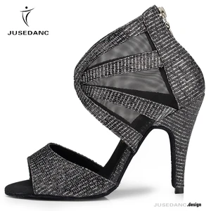 Туфли женские для латиноамериканских танцев, Обувь для бальных танцев, сальса, Обувь для бальных танцев, на высоком каблуке, черные, JuseDanc