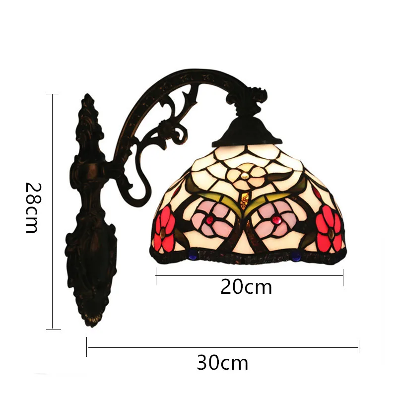 

Glass Shade Vintage LED Wall Lamp Baroque European Living Room Bedroom Stained Glass Wall Sconce Lights