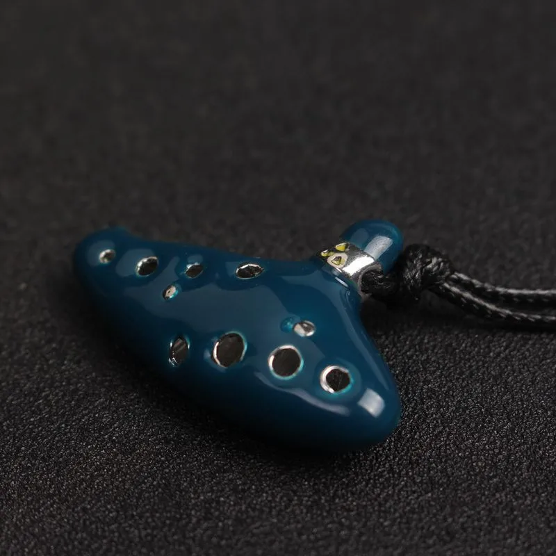 Legend of Zelda ocarina, ожерелье для косплея, 12 отверстий, новинка, ocarina, керамический альт, C Legend of Zelda, ocarina, флейта, голубое ожерелье с эмалью