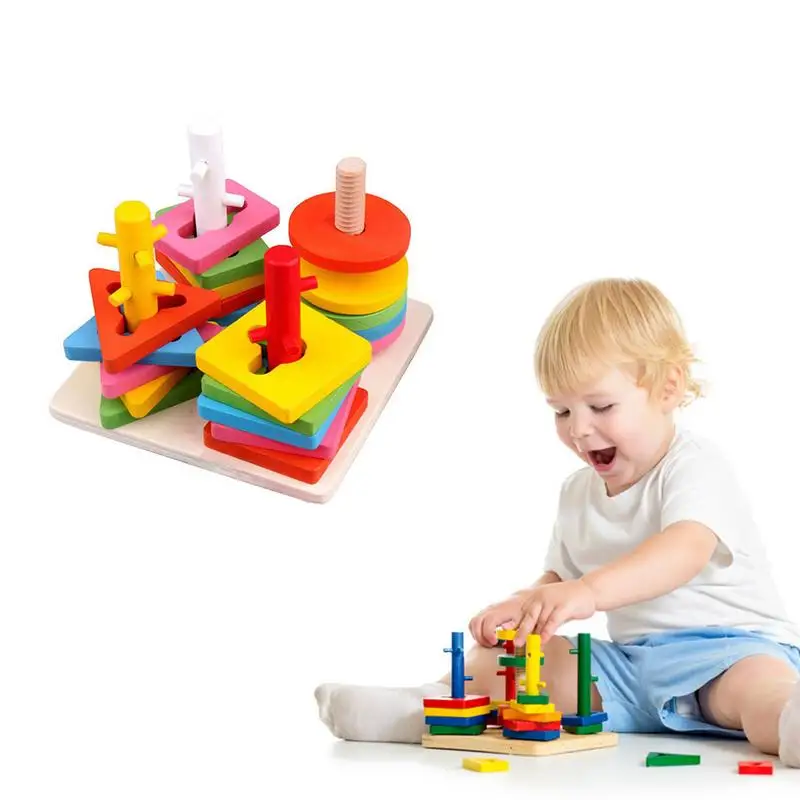 

1 Set Children's Early Education Puzzle Wooden Toy Baby Geometry Matching Cognitive Building Block Toy Christmas Gifts