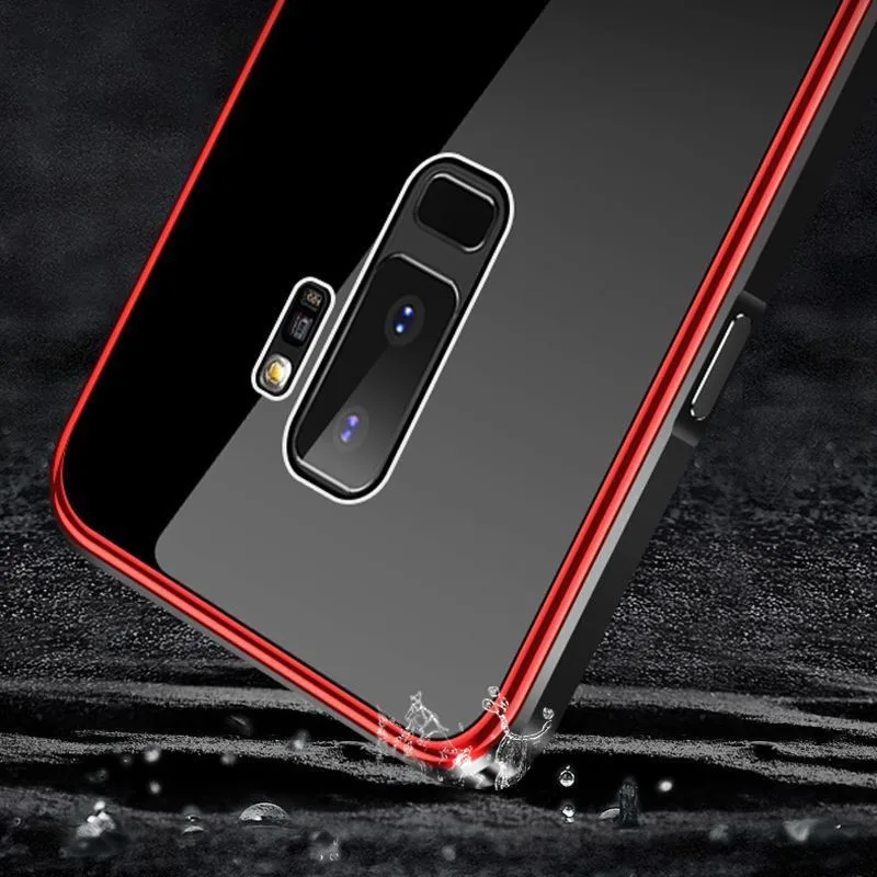 Luxury Metal Bumper Case For Samsung Galaxy S9 Plus S8 Note 9 Hard Clear Tempered Glass Mirror Armor Cover s9plus Note9 |