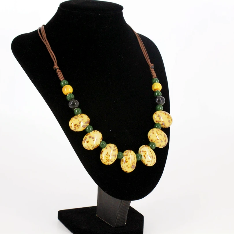 Women Ethic Ceramic Chain Beads Adjustable Choker Necklace Round and Oval Collar jewelry NL-L139 | Украшения и аксессуары