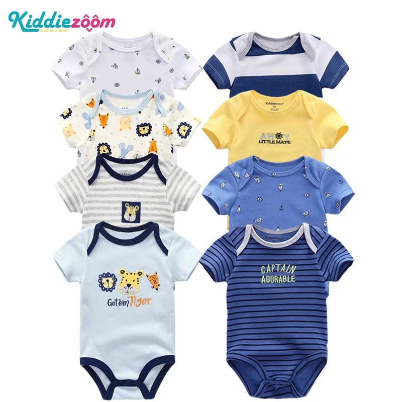 8 шт./компл. короткий рукав для Rompers100% хлопковые комбинезоны для новорожденных; Одежда для мальчиков комбинезоны de bebe для девочек комбинезоны и костюмы для 0-1year для маленьких мальчиков