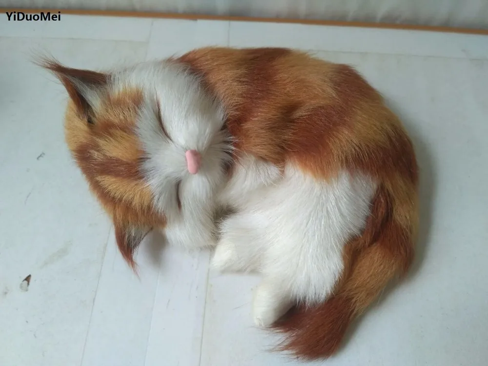 

artificial cat about 14x10cm grains design cat polyethylene&furs cat model prop, handicraft home decoration gift d2214