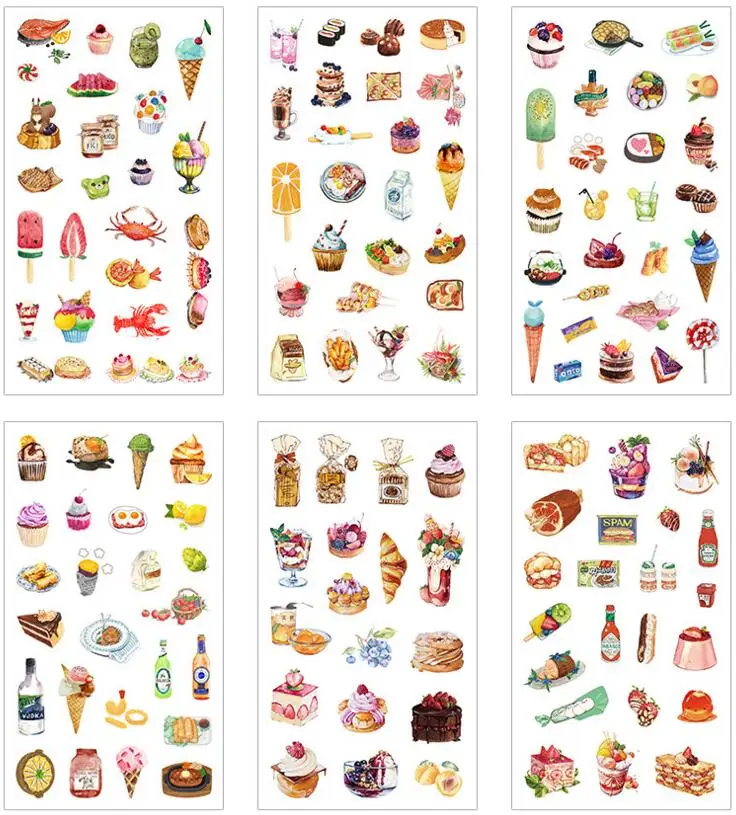 beautiful food Стикер природы, ежедневное украшение, лист акулы, модная девушка, наклейка для скрапбукинга, поставка, дневник, наклейка s, вкусная еда, липкий старец - Цвет: beautiful food