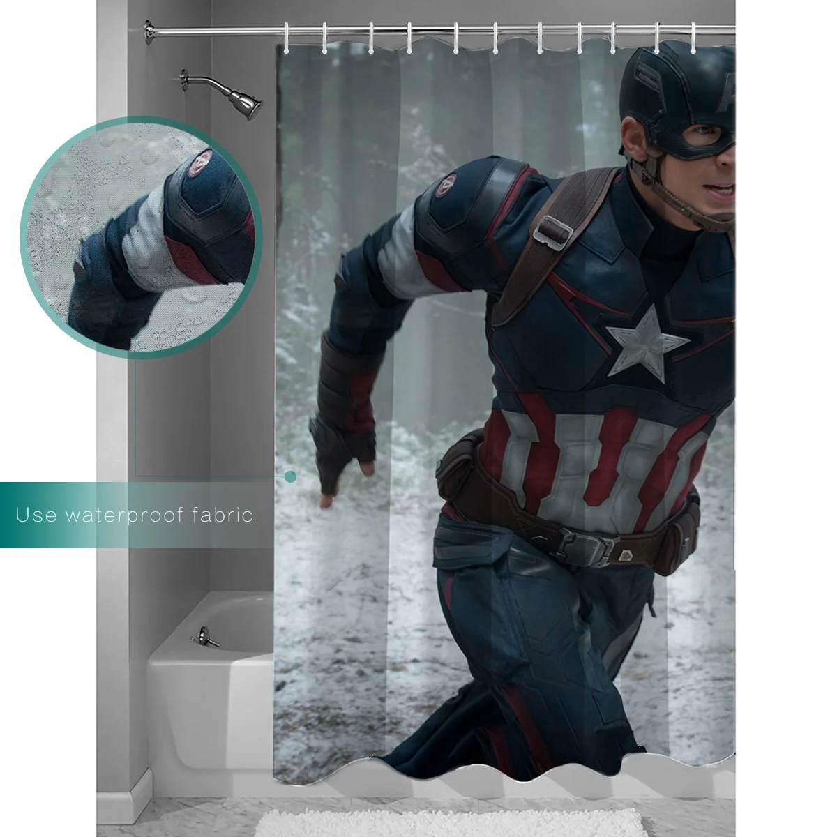 Супергерой из фильмов Endgame Капитан Америка Душ шторы коврики полиэстер ткань с 12
