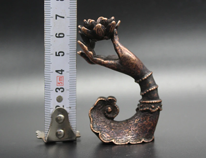 

(mini) Delicate Old-style Copper Buddha's-hand Holding a Lotus Auspicious Statue, can Inset the Incense on the Lotus