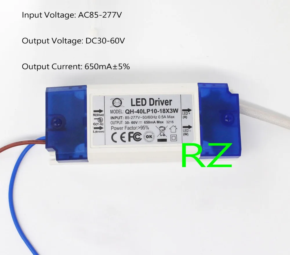10-18x3W 650mA Светодиодный драйвер 30W 40W DC30-60V Мощный светодиодный источник питания для