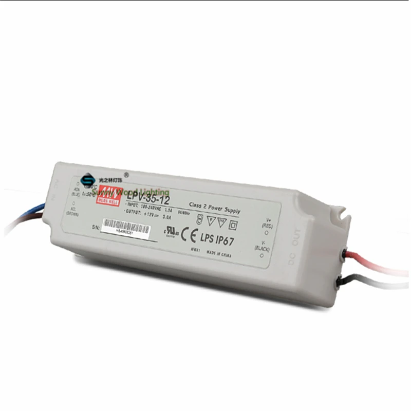 IP67 LPS класс 2 100-240Vac вход 12VDC выход питания 3а 36 Вт драйвер для наружного CE UL LPV-35-12 |