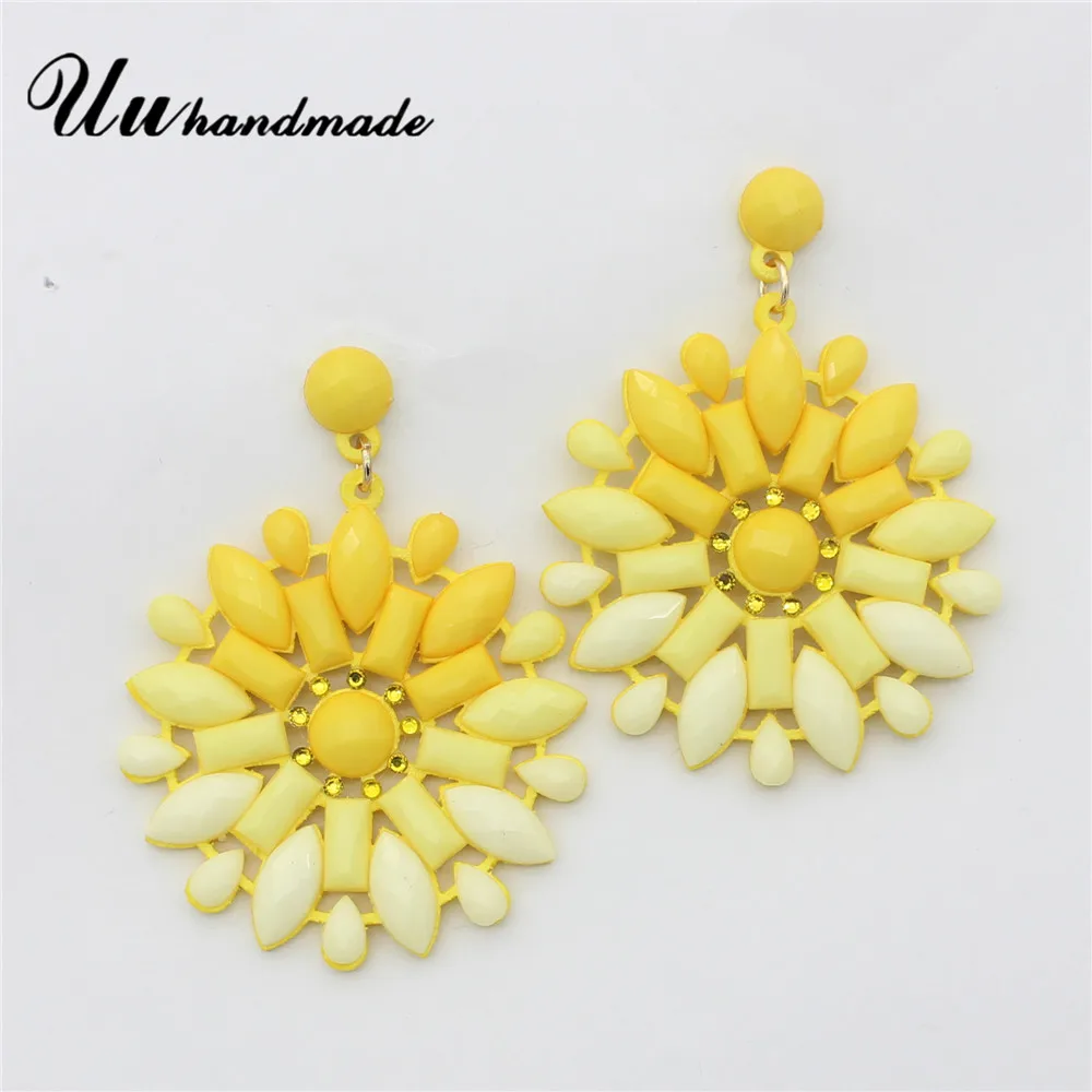 2016 серьги для женщин новые красочные круговые Кулоны &quotцветы&quot модные изящных