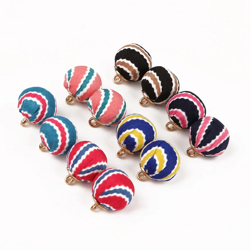 10 шт./лот черный темно синий красный в полоску покрытые тканью Бусины Подвески