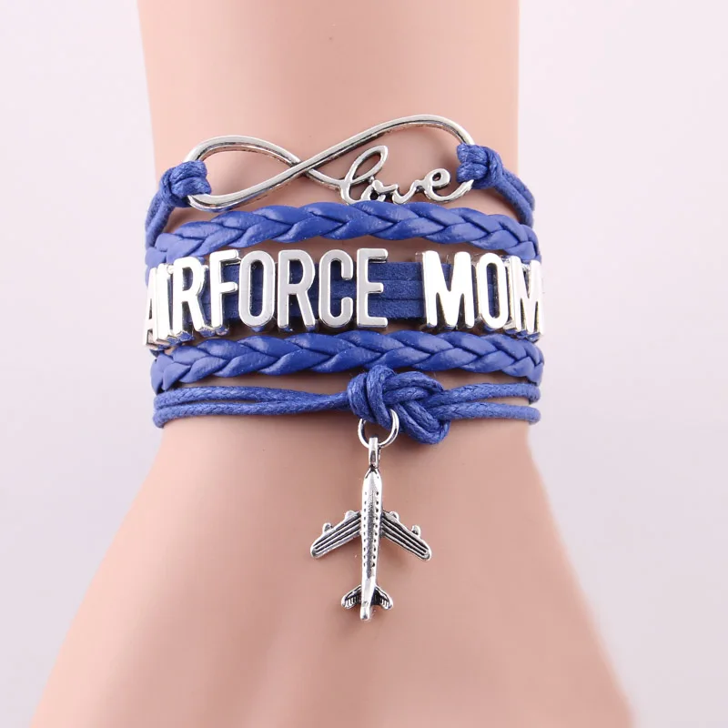 Женский кожаный браслет с подвеской в виде самолета|leather wrap bracelet|wrap braceletmom bracelet |