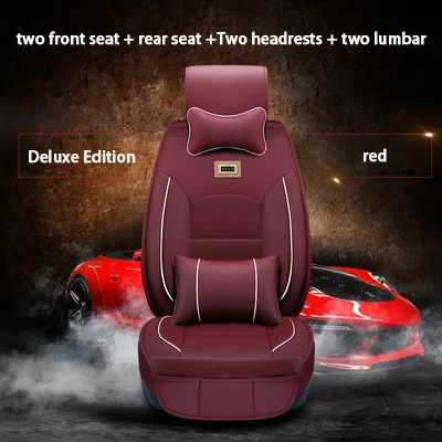 Deluxe Edition Новые роскошные кожаные сиденья включает в себя передние и задние полный комплект Универсальный 5 местный четыре сезона автокресло - Название цвета: Deluxe Edition
